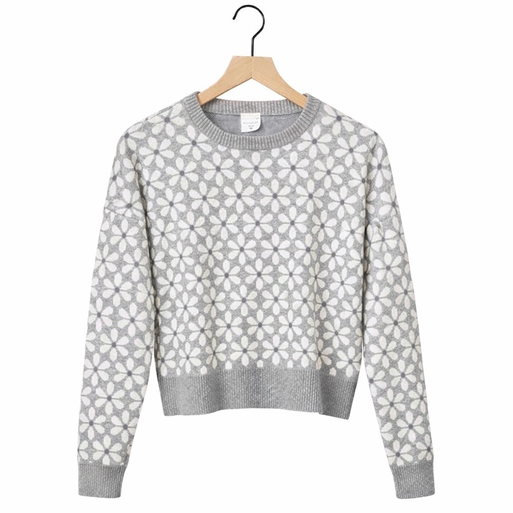 Abercrombie Kids Gray and White Floral Sweater (030)